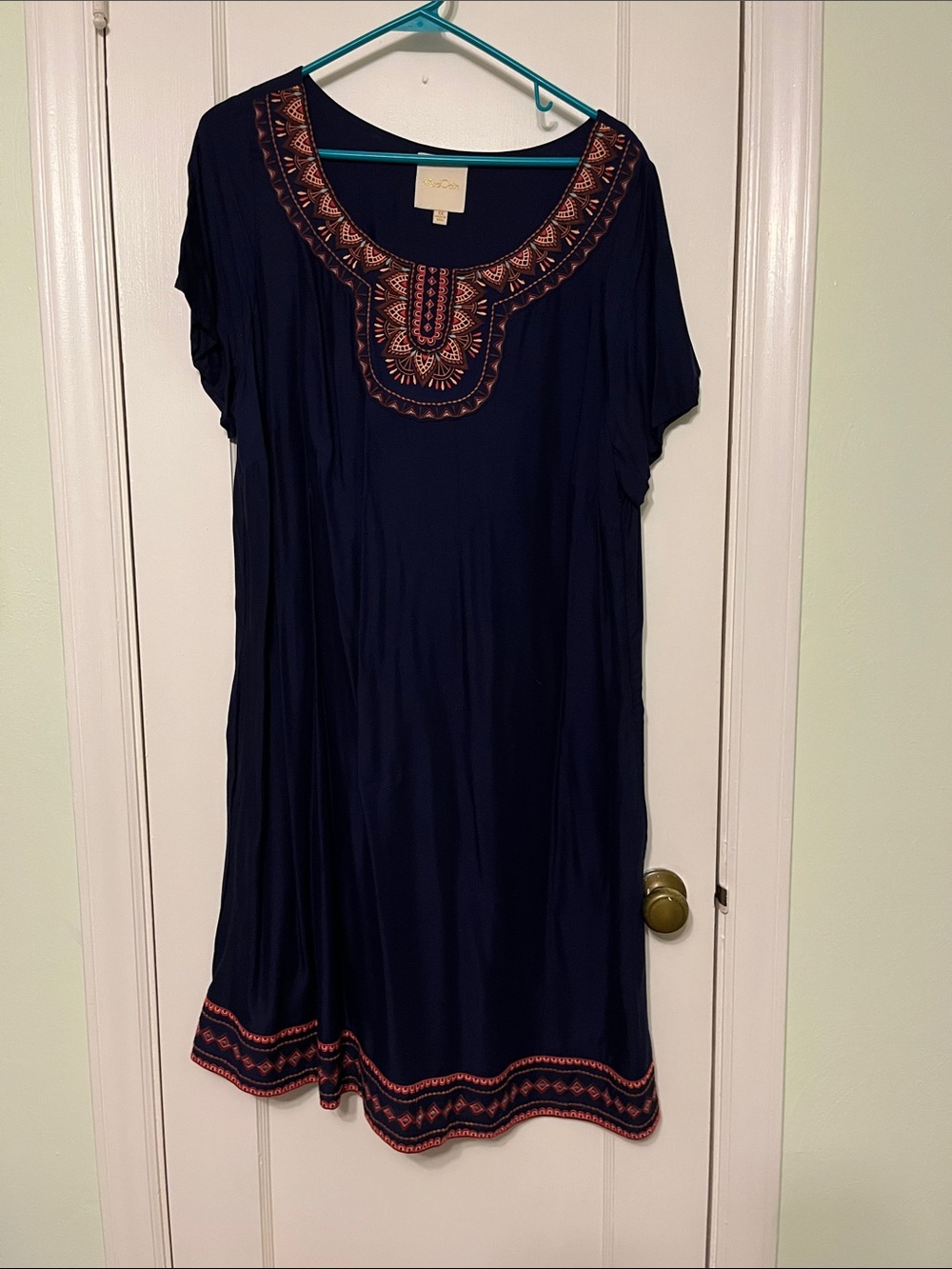 Modcloth Navy Tunic dress with Embroidered Yoke